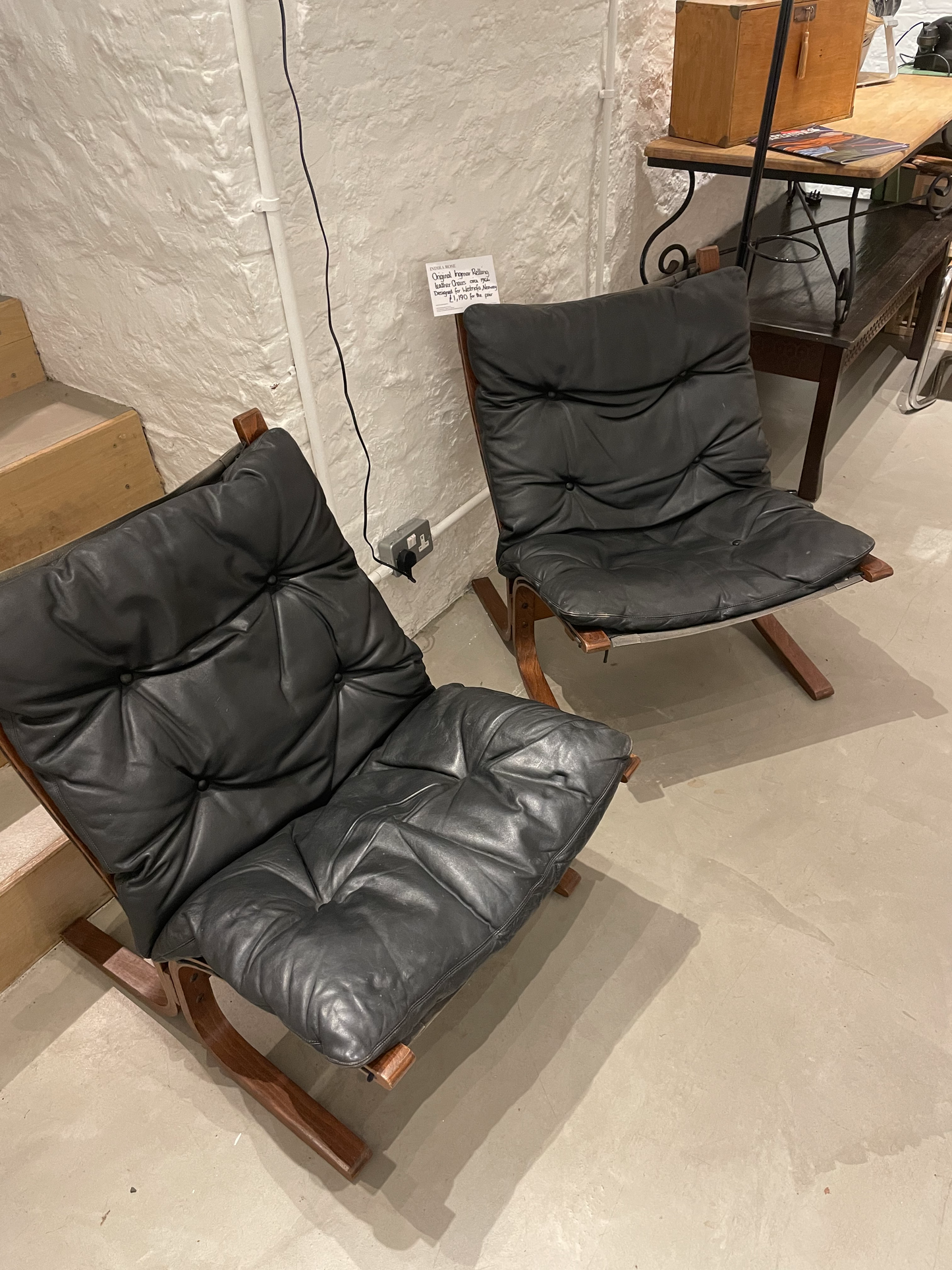 Mid Century circa 1966 Ingmar Relling leather Westnofa chairs PAIR