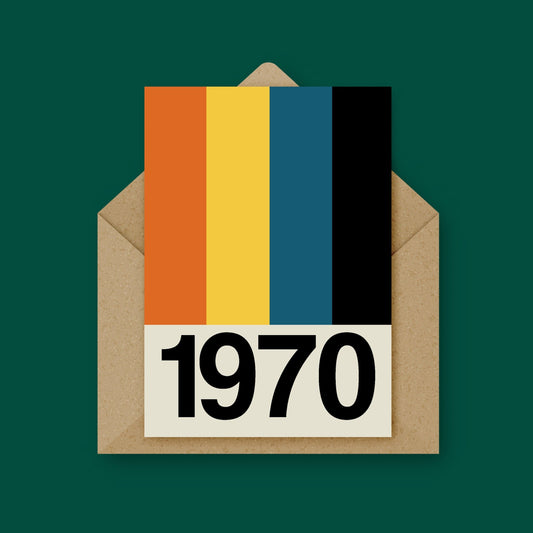 Retro Stripe Year Card (Available from 1970 to 1981)