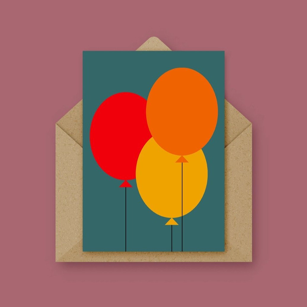 Balloon Card - Teal